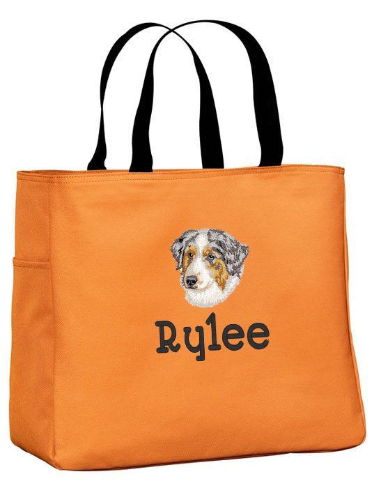 Australian Shepherd embroidered essential tote bag 18 COLORS